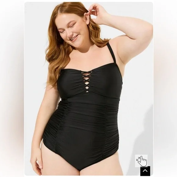 New! Torrid sz 4 Wireless Lattice Front One Piece Swimsuit 4X - Picture 2 of 4